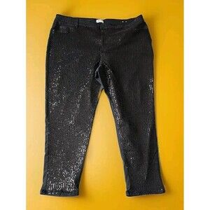 LANE BRYANT Signature Fit Boyfriend Jean Mid-Rise Black With Sequins Size 26 NEW